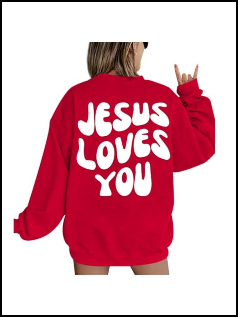 Oversized Christian Sweatshirt Jesus Loves You Crewneck Pullover